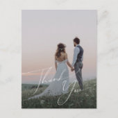 お洒落ミニマルScript Photo結婚's Thank You ポストカード (正面)