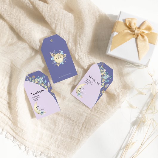 お洒落ムーン結婚パープルラベル ギフトタグ