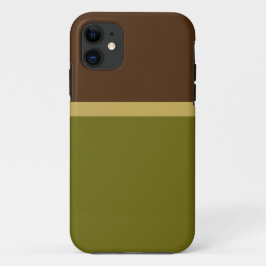 お洒落モダンオリーブグリーンココアブラウンカラーブロック iPhone 11 ケース
