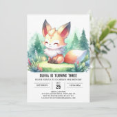 お洒落モダンキツネ誕生日 招待状 (スタンド正面)