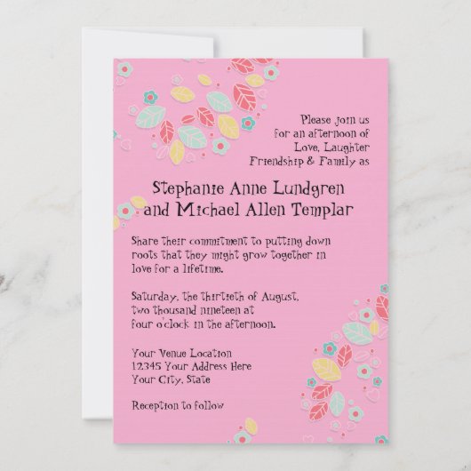 お洒落モダンハートの渦巻結婚き 招待状 (裏面)