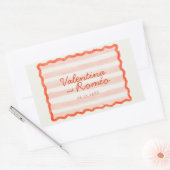 お洒落モダンピンクと赤結婚の 長方形シール (封筒)