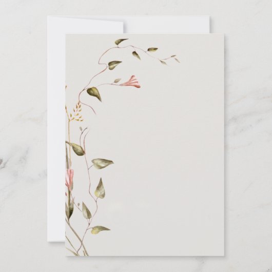 お洒落モダンフローラボホの結婚式の日付を保存 招待状 (裏面)