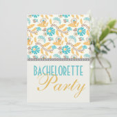 お洒落モダンフローラ金ゴールドバチェロレッテ 招待状 (スタンド正面)