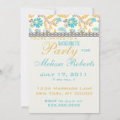 お洒落モダンフローラ金ゴールドバチェロレッテ 招待状 (裏面)