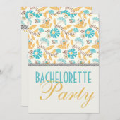 お洒落モダンフローラ金ゴールドバチェロレッテ 招待状 (正面/裏面)