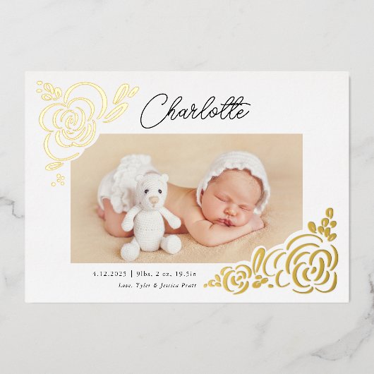 お洒落モダンフローラ 箔招待状 (正面)