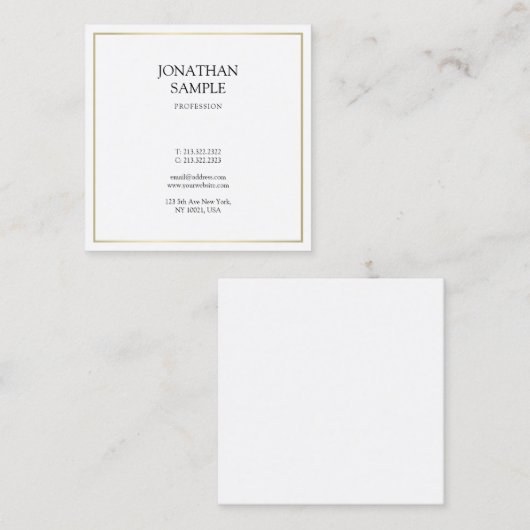 お洒落モダンプロフェッショナルデザインクリエイティブプレーン スクエア名刺 (正面/裏面)