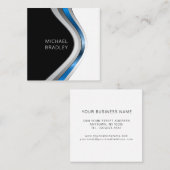 お洒落モダンプロフェッショナル金属曲線パターン スクエア名刺 (正面/裏面)