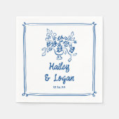 お洒落モダン図解入りの、写真付きの結婚おもしろい スタンダードカクテルナプキン (正面)