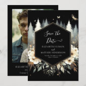お洒落モダン林結婚の セーブザデート (正面/裏面)