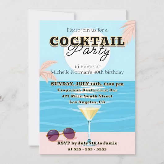 お洒落モダン鮮やか誕生日パーティー 招待状 (正面)