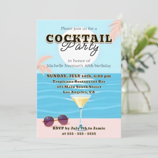 お洒落モダン鮮やか誕生日パーティー 招待状 (スタンド正面)