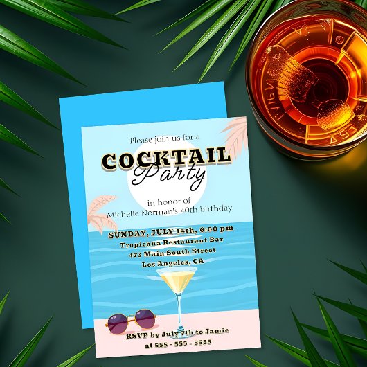 お洒落モダン鮮やか誕生日パーティー 招待状