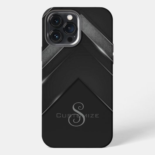 お洒落モノグラムの黒 iPhoneケース (裏面)