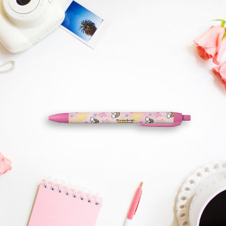 お洒落ユニコーンとレインボーズモノグラム 黒ボールペン