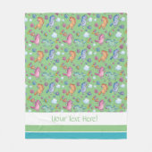 お洒落ユニコーンと明るいかわいらし花 フリースブランケット (正面)