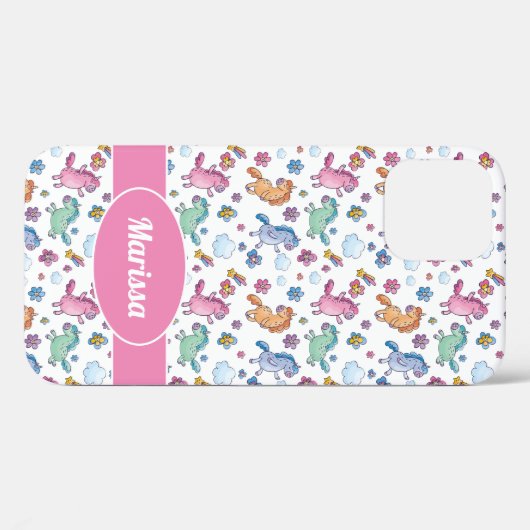 お洒落ユニコーンと明るいかわいらし花 Case-Mate iPhoneケース (裏面 (横))