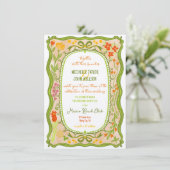 お洒落ユニークフローラ弓ドードル手描き 招待状 (スタンド正面)