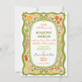 お洒落ユニークフローラ弓ドードル手描き 招待状 (正面)