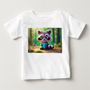 「お洒落ラクーンパズルPal：デジタルアートプリント」 ベビーTシャツ