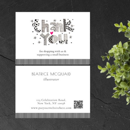 お洒落レタリング小規模企業サンキューカード