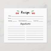 お洒落レトロさくらんぼブライダルシャワーレシピカード (正面)