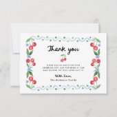 お洒落レトロさくらんぼ枠 | 赤ちゃんシャワー サンキューカード (正面)