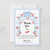 お洒落レトロさくらんぼ | 赤ちゃんシャワー サンキューカード (正面)