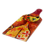 お洒落レトロキティ猫オレンジレッドフローラ黄 カッティングボード (角)