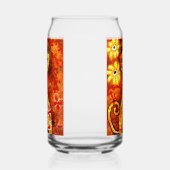 お洒落レトロキティ猫オレンジレッドフローラ黄 ガラス缶 (右)