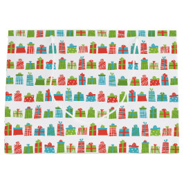 お洒落レトロギフト包まれたパターンのクリスマス ラージペーパーバッグ