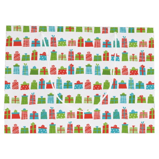 お洒落レトロギフト包まれたパターンのクリスマス ラージペーパーバッグ
