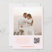 お洒落レトロスクリプトピンクオレンジQRコード結婚s 招待状 (裏面)