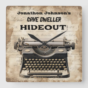 お洒落レトロタイプライター壁時計 スクエア壁時計