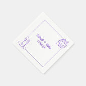 お洒落レトロディスコパーソナライズされたパープル結婚ズ スタンダードカクテルナプキン (角)