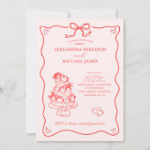 お洒落レトロドードル結婚アート 招待状 (正面)