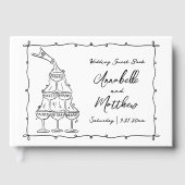 お洒落レトロハンドドロー結婚ド ゲストブック (正面)