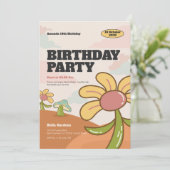 お洒落レトロフラワーガーデン誕生日招待状 招待状 (スタンド正面)