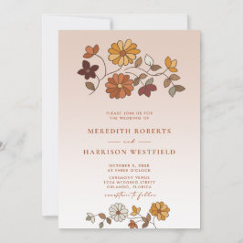 お洒落レトロフローラQRコー結婚ド 招待状