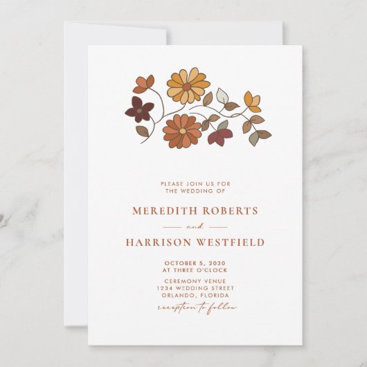 お洒落レトロフローラQRコー結婚ド 招待状 (正面)