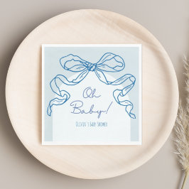 お洒落レトロブルーハンドドロッドボウベビーシャワー スタンダードランチョンナプキン