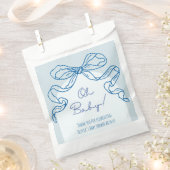 お洒落レトロブルーハンドドロッドボウベビーシャワー フェイバーバッグ (クリップ留めされた状態)