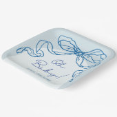 お洒落レトロブルーハンドドロッドボウベビーシャワー ペーパープレート (傾斜あり)