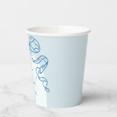 お洒落レトロブルーハンドドロッドボウベビーシャワー 紙コップ (左)