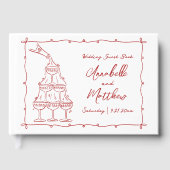 お洒落レトロレッドハンドドロー結婚ズ ゲストブック (正面)