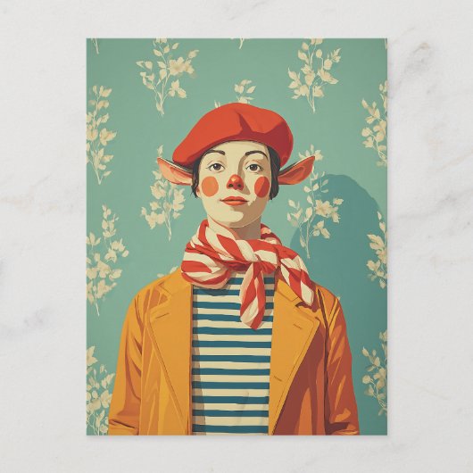 お洒落レトロ小妖精や小人 シーズンポストカード (正面)