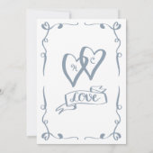 お洒落レトロ手描きダスティブルー結婚ズ 招待状 (裏面)