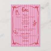 お洒落レトロ手描きピンクレッドストライプ結婚 エンクロージャーカード (正面)