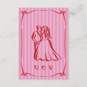 お洒落レトロ手描きピンクレッドストライプ結婚 エンクロージャーカード (裏面)
